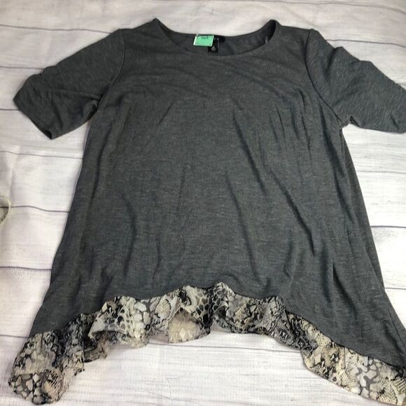 ALYX Gray Short Sleeve Towfer Knit Blouse Size 2X NWOT - Picture 2 of 7